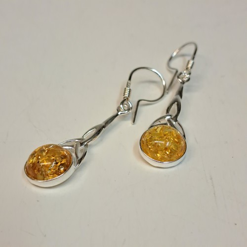  HWG-2441 Earrings, Round Yellow Amber Dangles $38 at Hunter Wolff Gallery